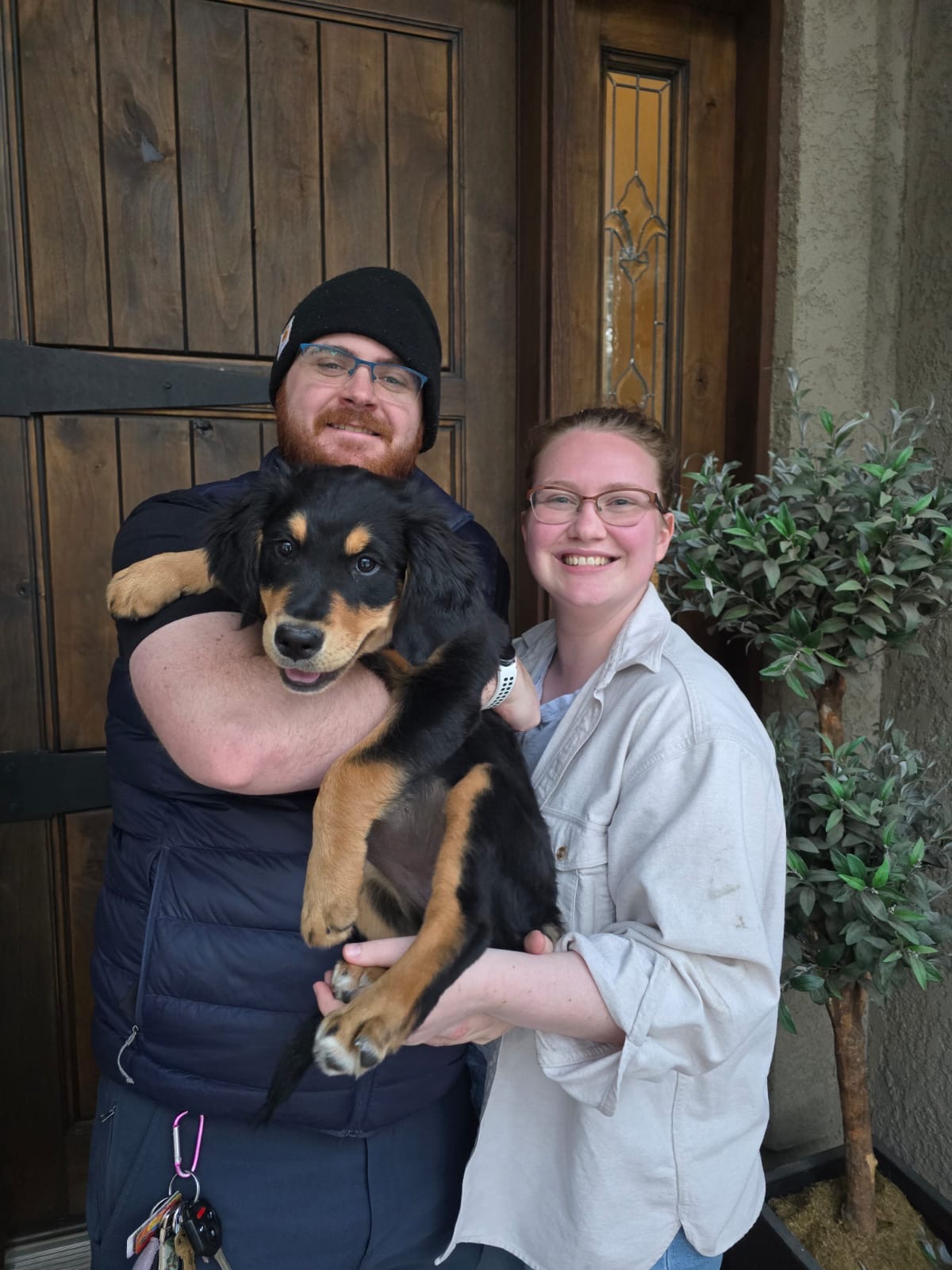 Andrew and Emily with Freyja